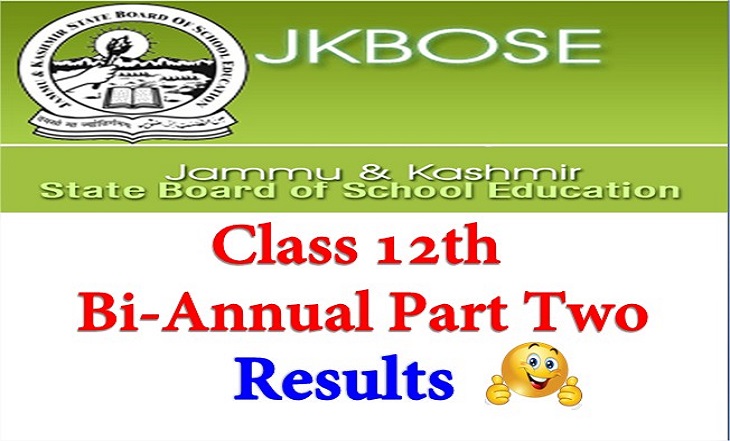 JKBOSE Higher Secondary (Class 12th) Bi-Annual Part Two (Jammu) Private Results 2014