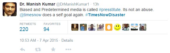 #TimesNowDisaster to #Presstitutes tweets