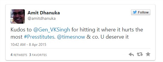 VK Singh Calls Media 'Presstitutes' 