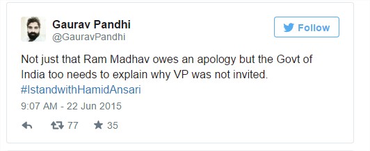#IStandWithHamidAnsari: Twitter comes out in support of VP after Ram Madhav's tweets