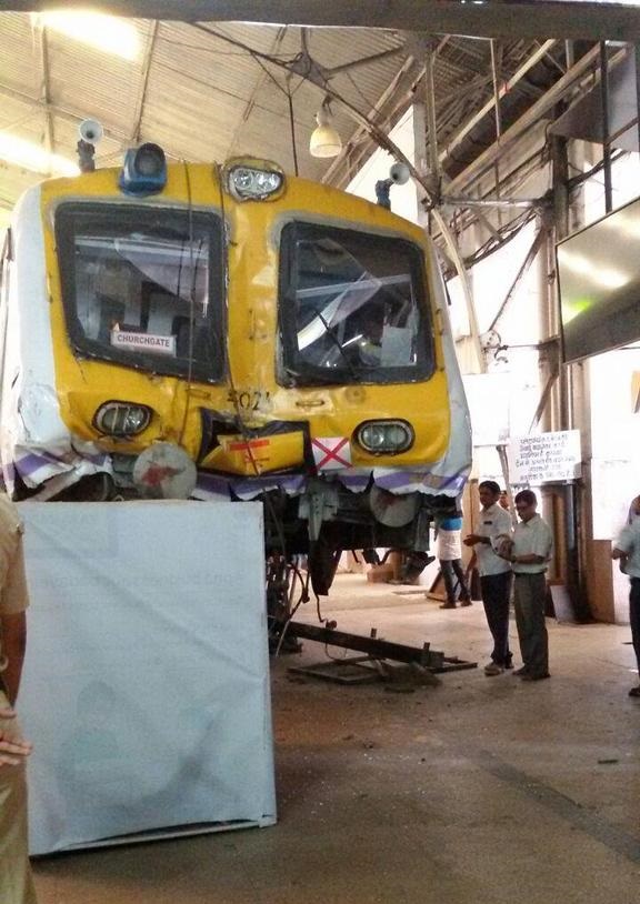 Mumbai: Local train derails at Churchgate station, climbs onto platform after hitting dead end