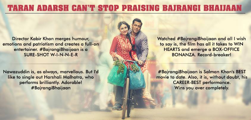 Bajrangi Bhaijaan praised by Taran Adarsh in his review 