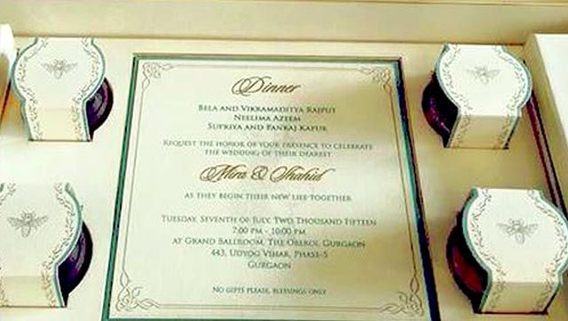 Shahid Kapoor-Mira Rajput’s wedding card