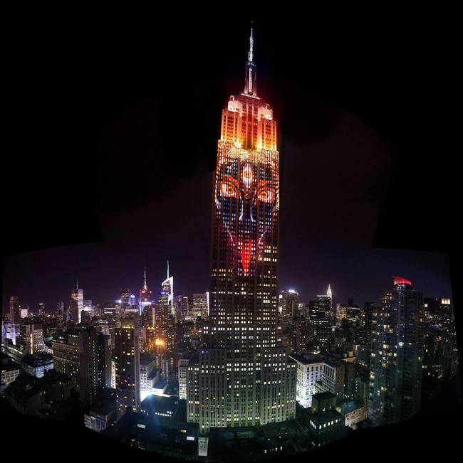 Goddess Kali showcased on the Empire State building in NYC 