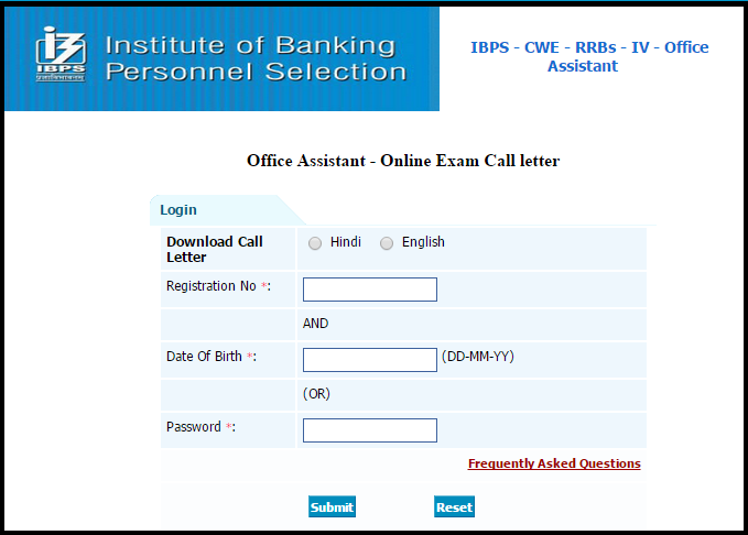 IBPS RRB CWE-IV Admit Card 2015