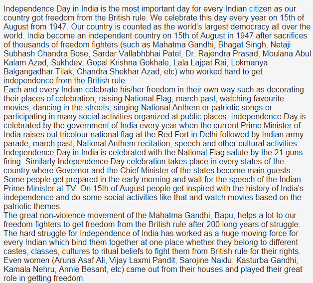 Essay on india after independence