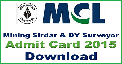 MCL Mining Sirdar and Surveyor Admit Card 2015