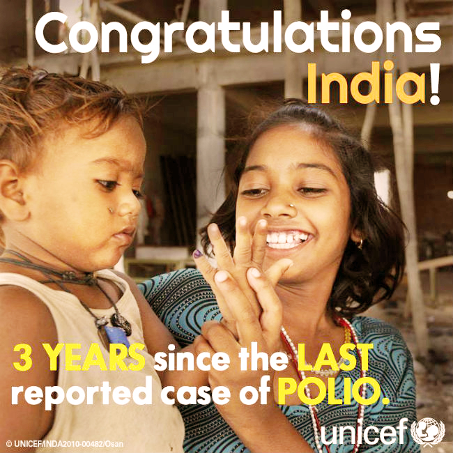 World Health Organisation (WHO) officially declares India ‘polio-free’ in 2014