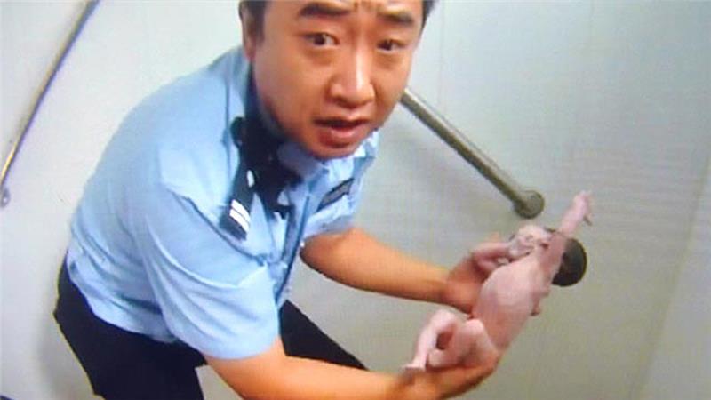Abandoned newborn baby rescued from toilet pipe in China