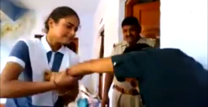 Girl Thrashes 'Eve-Teaser' Inside Police Station