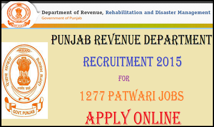 Punjab Revenue Patwari Recruitment 2015 for 1227 Patwari Jobs