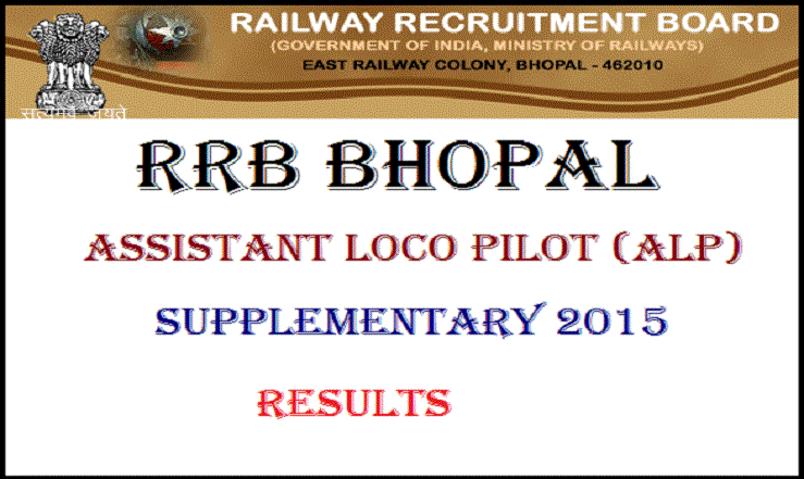 RRB Bhopal Loco Pilot Aptitude Test (Supplementary) 2015 Results