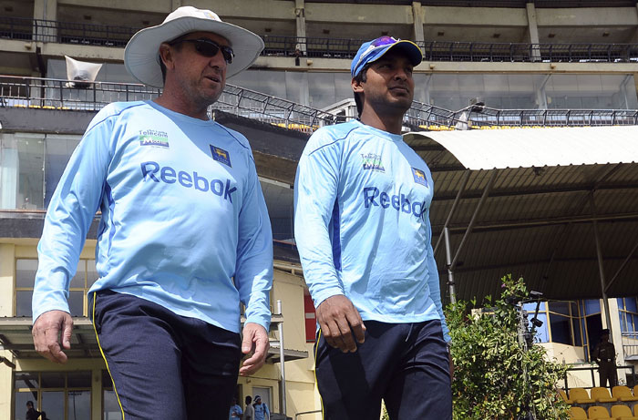 Kumar Sangakkara with Trevor Bayliss