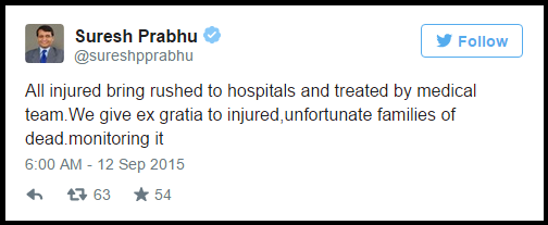 Tweets of Suresh Prabhu