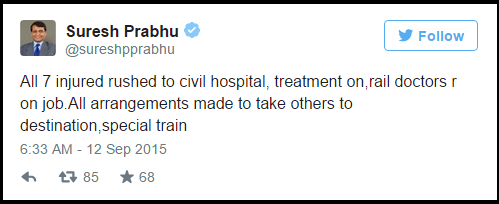 Tweets of Suresh Prabhu