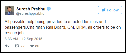 Tweets of Suresh Prabhu