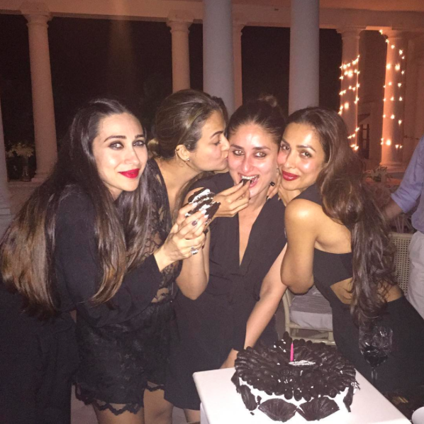 Bollywood gorgeous actress Kareena Kapoor Khan tuned 35 years today as on Monday, 21st September 2015. Kareena Kapoor Khan celebrated her birthday at Pataudi Palace along with husband Saif Ali Khan, Sister Karisma Kapoor and besties Malaika Arora Khan and Amrita Arora. All the girls were all dressed to party. Birthday girl Kareena Kapoor Khan picked a little black dress. Amrita wore a lacy number and Karisma was dressed in a jumpsuit. The loving actress Malaika did not stop at just one picture, but also gave a glimpse of the fun night out posting, “Happy bday my darling #bebo…love u #pataudi”. Kareena Kapoor celebrates her last day as a 34-year old at Pataudi Palace with her friends and family! Here are photos of Kareena and friends celebrating her birthday in Pataudi Palace: Kareena poses with sister Karisma at her birthday party in Pataudi Palace Karisma Kapoor posted this picture along with Kareena with the caption, 
