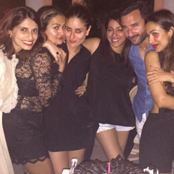 Kareena Kapoor's husband Saif Ali Khan joined the ladies as they posed for pictures