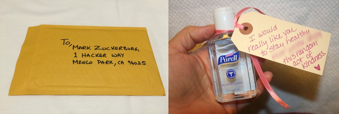 purell hand sanitizer sent to facebook ceo mark zuckerberg