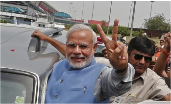 Narendra Modi Arrives In The Capital After Winning A Clear Majority In The General Election, 2014
