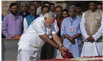Paying His Respects To Mahatma Gandhi Before Assuming Charge Of The PMO