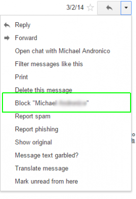 blocking unwanted emails...select block option