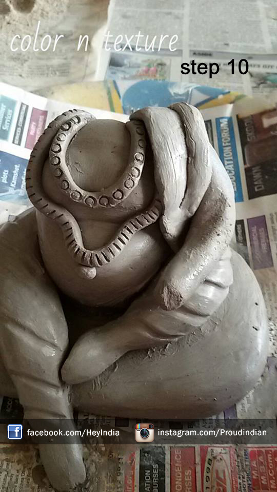 simple steps of making ganesh idol with clay