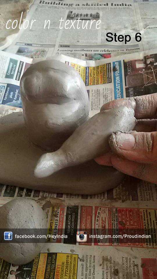 Making of lord Ganesha idol with clay