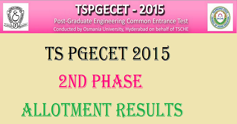 TS PGECET Second Phase Allotment Results 2015: Download Allotment Order ...