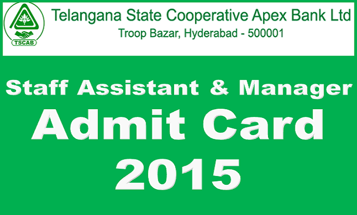TSCAB Admit Card 2015 Staff Assistant Manager 