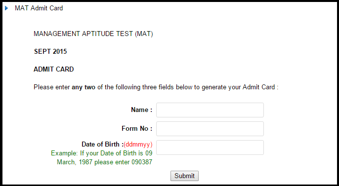 MAT Admit Card 2015 Released: Click Here to Download