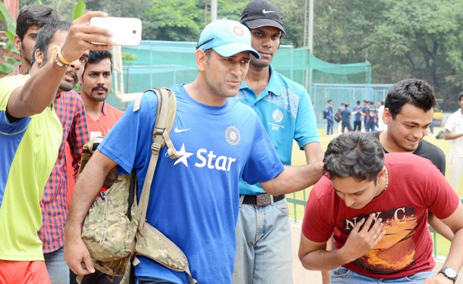 One of the fans greeting DHONI