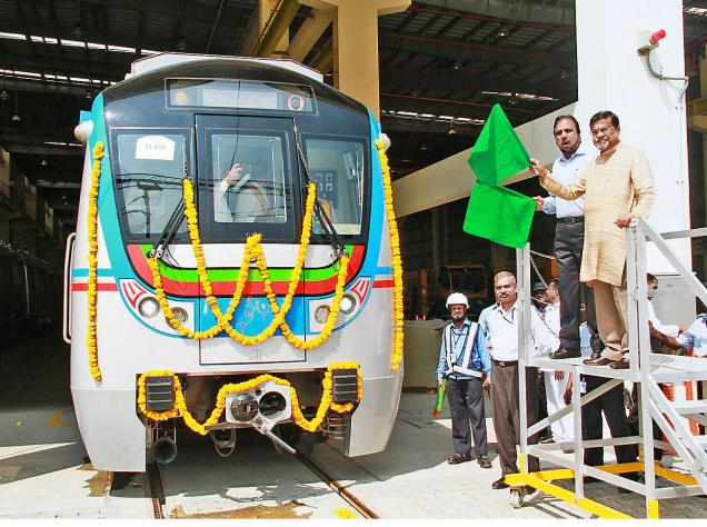 Hyderabad metro Rail-First Test Run From Miyapur To SR Nagar
