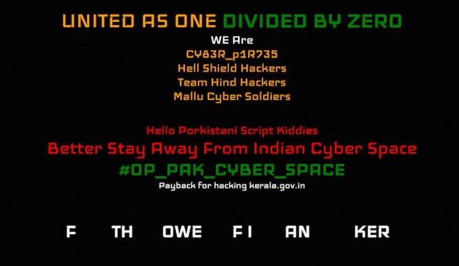 Indian hackers message to Pakistani hackers
