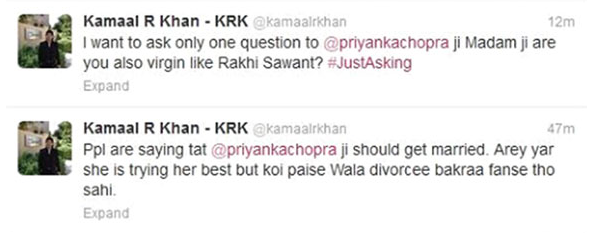 KRK tweet about Priyanka Chopra