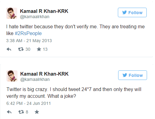 KRK Begged Twitter To Verify His Account.