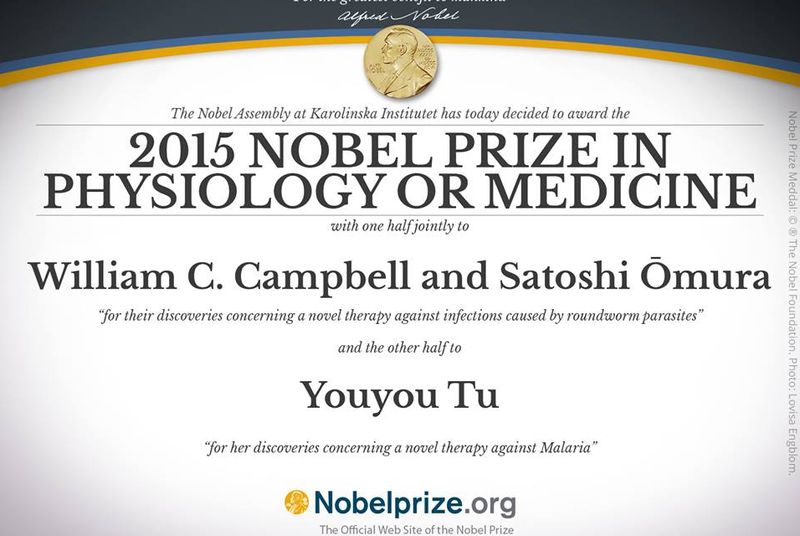 nobel prize 2015 awarded to pioneers of anti parasitic theraphy