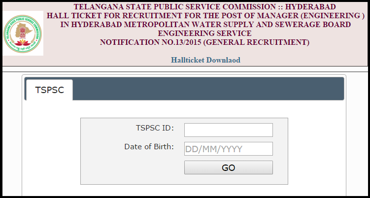 TSPSC HMWSSB Manager Admit Cards 2015 Released: Download Manager (Engineer) Admit Cards @ tspsc.gov.in