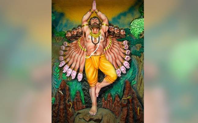ravana playing veena with is intestines to please lord shiva 