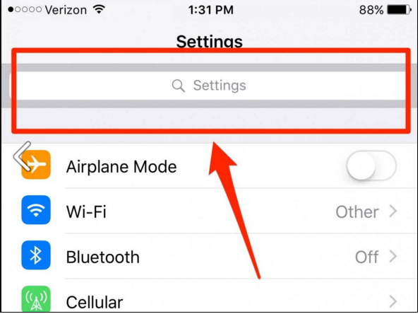 Search for anything in settings menu