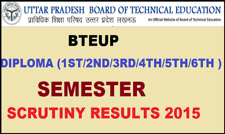 BTEUP Diploma Scrutiny Result 2015: Check 1st, 2nd, 3rd, 4th, 5th and 6th Semester Resulsts