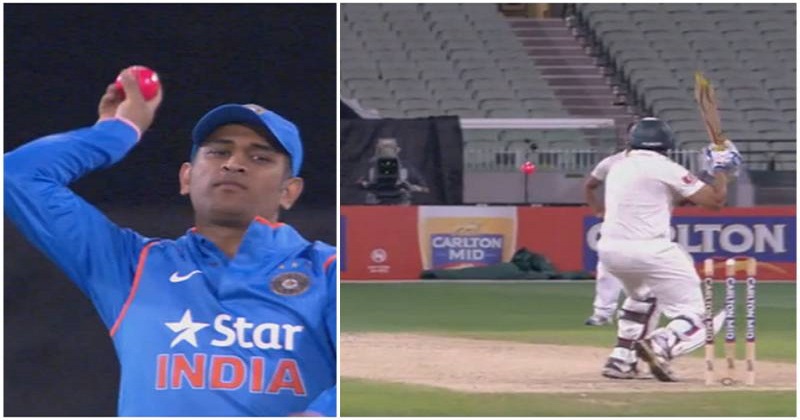 MS Dhoni practising bowling with the Pink Ball