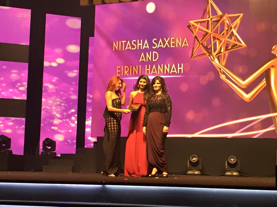 Nitasha Saxena and Eirini Hannah receiving Masala Awards