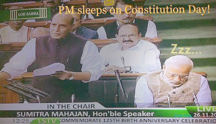 Picture Of Modi Sleeping In The Parliament Is Fake