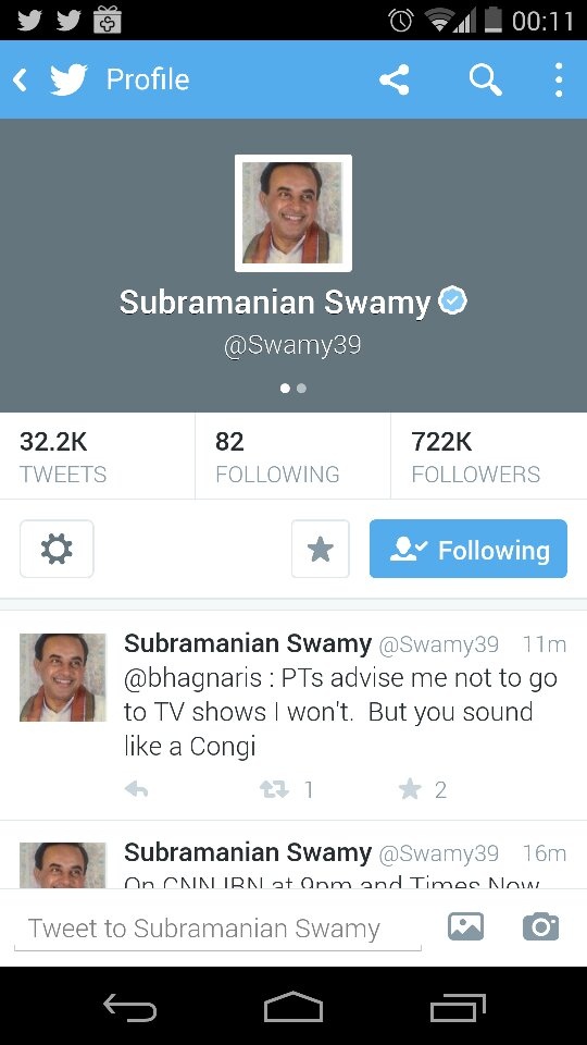 Subramanian Swamy Twitter post