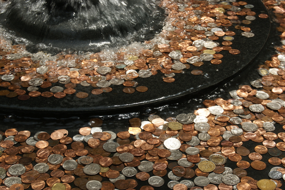 Copper coins in Water