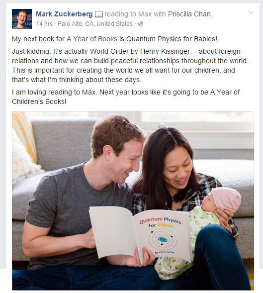 Facebook CEO Reads Quantum Physics to little Max
