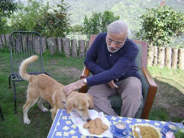Narendra Modi with his pet