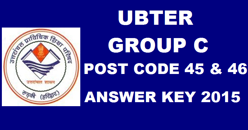 UBTER Group C Answer Key 2015 For Post Code 45/46 Download