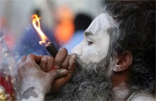 lord shiva bhakt smoking pot